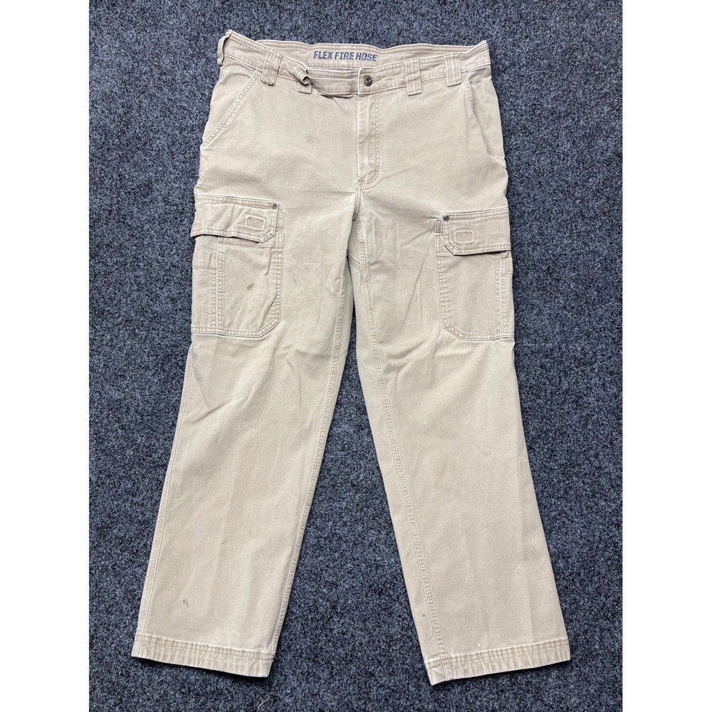 Duluth Trading Co Flex Fire Hose Cargo Pants Mens 40x32 Tan Khaki Work Trousers